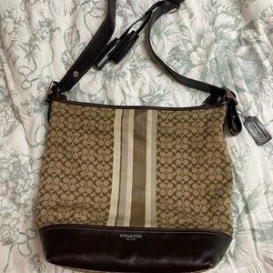 Coach Brown and Tan Patterned Messenger Bag